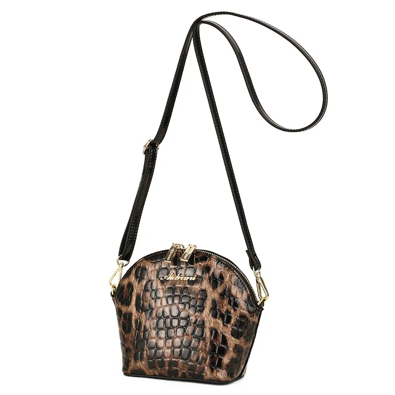 Aidrani  Fashionable leopard print women\'s single shoulder crossbody bag, mini shell bag, made of high-quality cowhide,