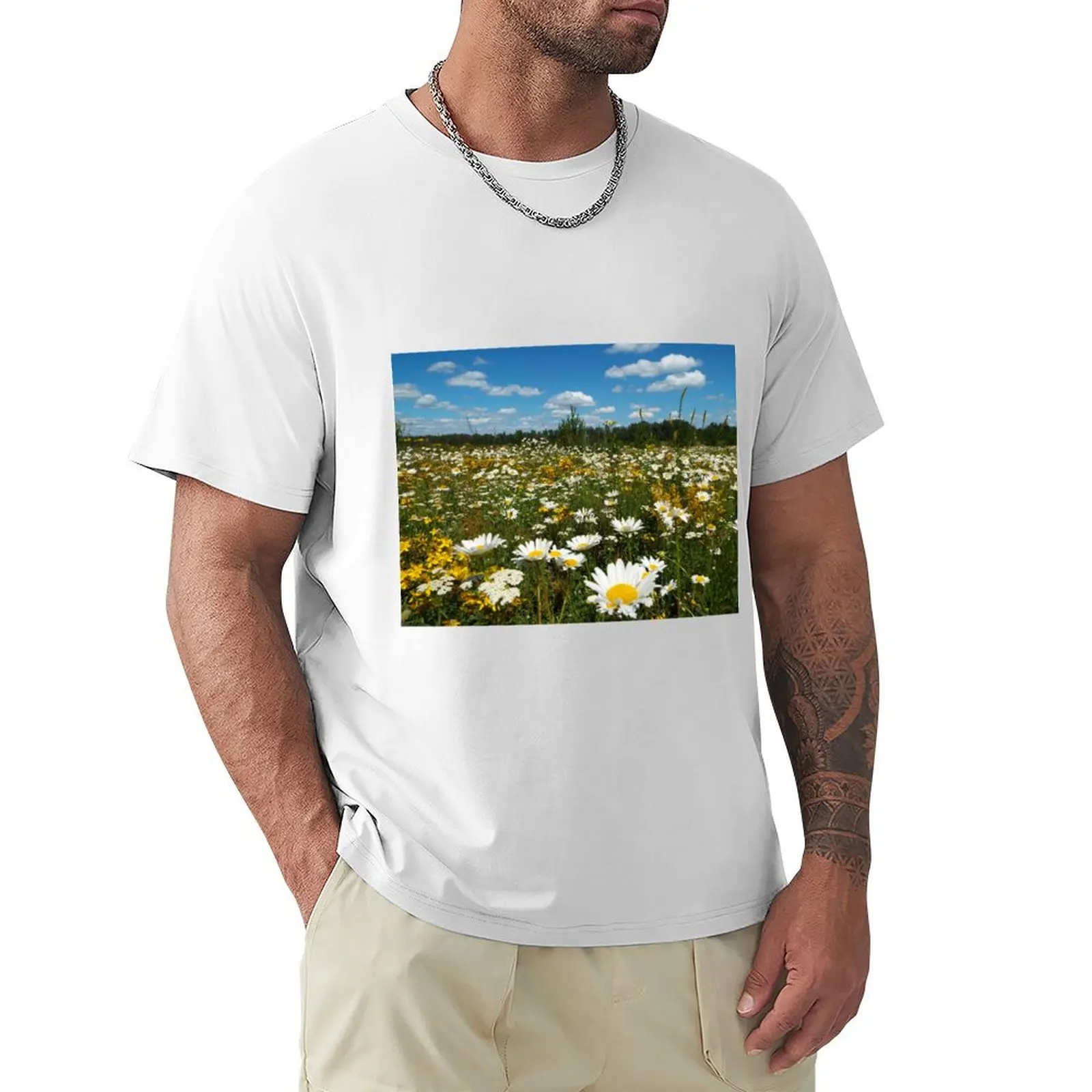 meadow of flowers T-Shirt sublime blacks Blouse mens cotton t shirts