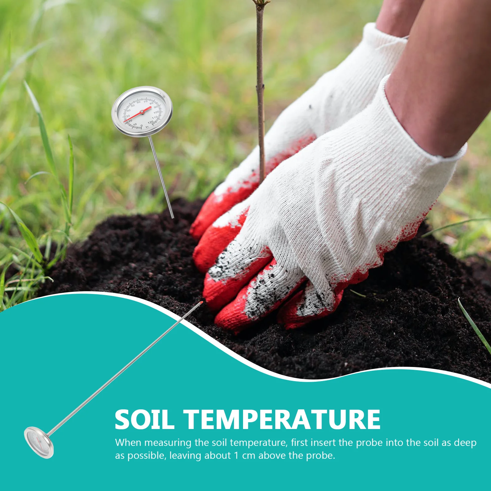 

Soil Tester Temperature Tool Kit Professional Measuring Gardening Thermometer Stainless Steel Probe Home Greenhouse Planting
