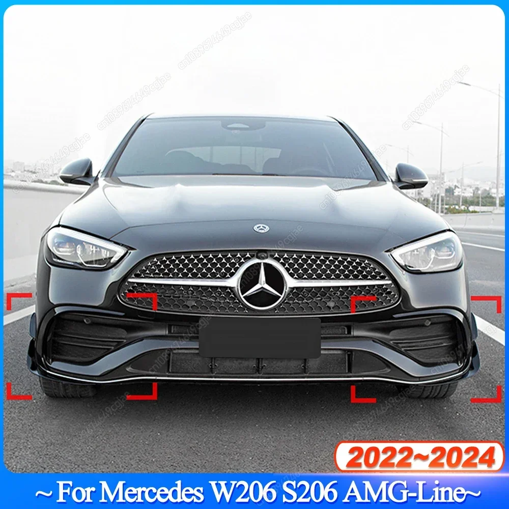 

Для Mercedes Benz C Class W206 S206 C180 200 300 400 C43 AMG-Line 2022-2024 Автомобильный передний бампер, спойлер, решетка, боковой разделитель