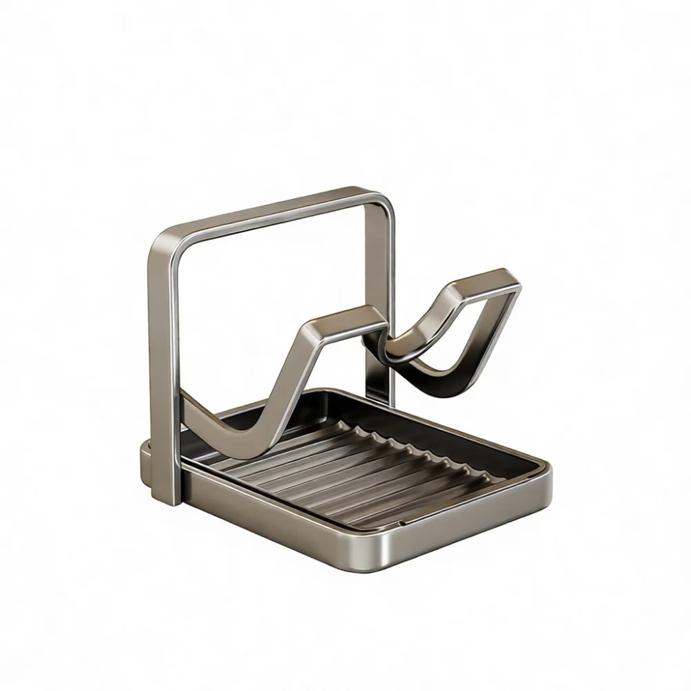 High Quality Kitchen Pot Lid Stand Spatula Holder Rack Carbon Steel Desktop Storage Shelf Efficient Design