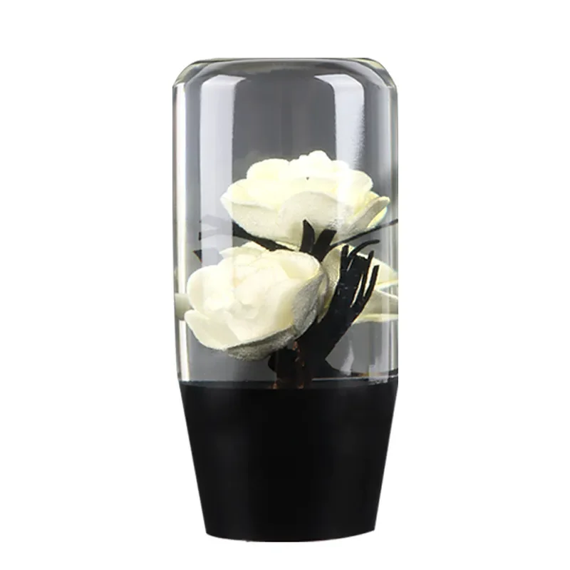 for Universal Car Gear Shift Knob Large Transparent Crystal Flower Decoration Personalized Interior Modification Accessories