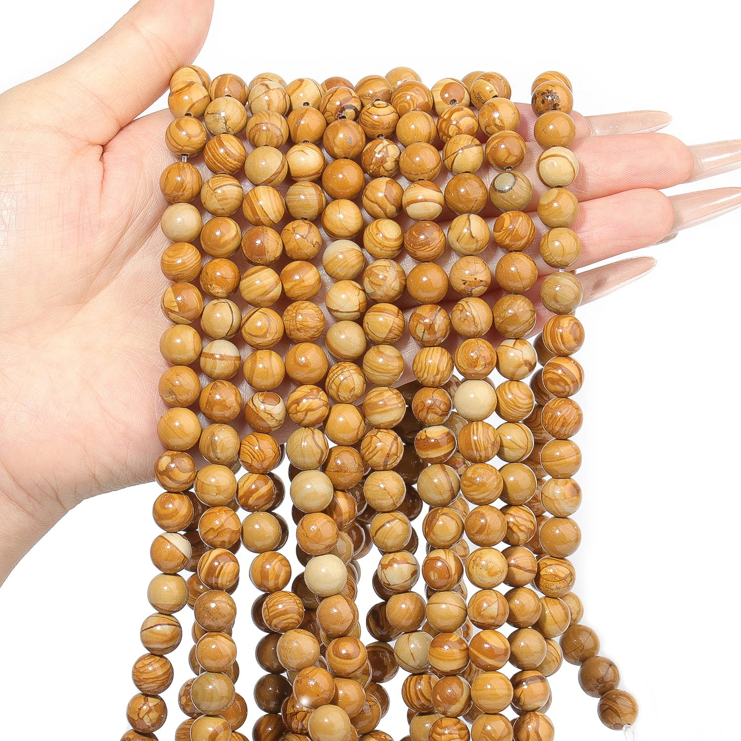 Natural Wooden Jaspers Beads Brown Round Loose Beads for Jewelry Making DIY Bracelet Necklace Accessories 4/6/8/10mm 15inch