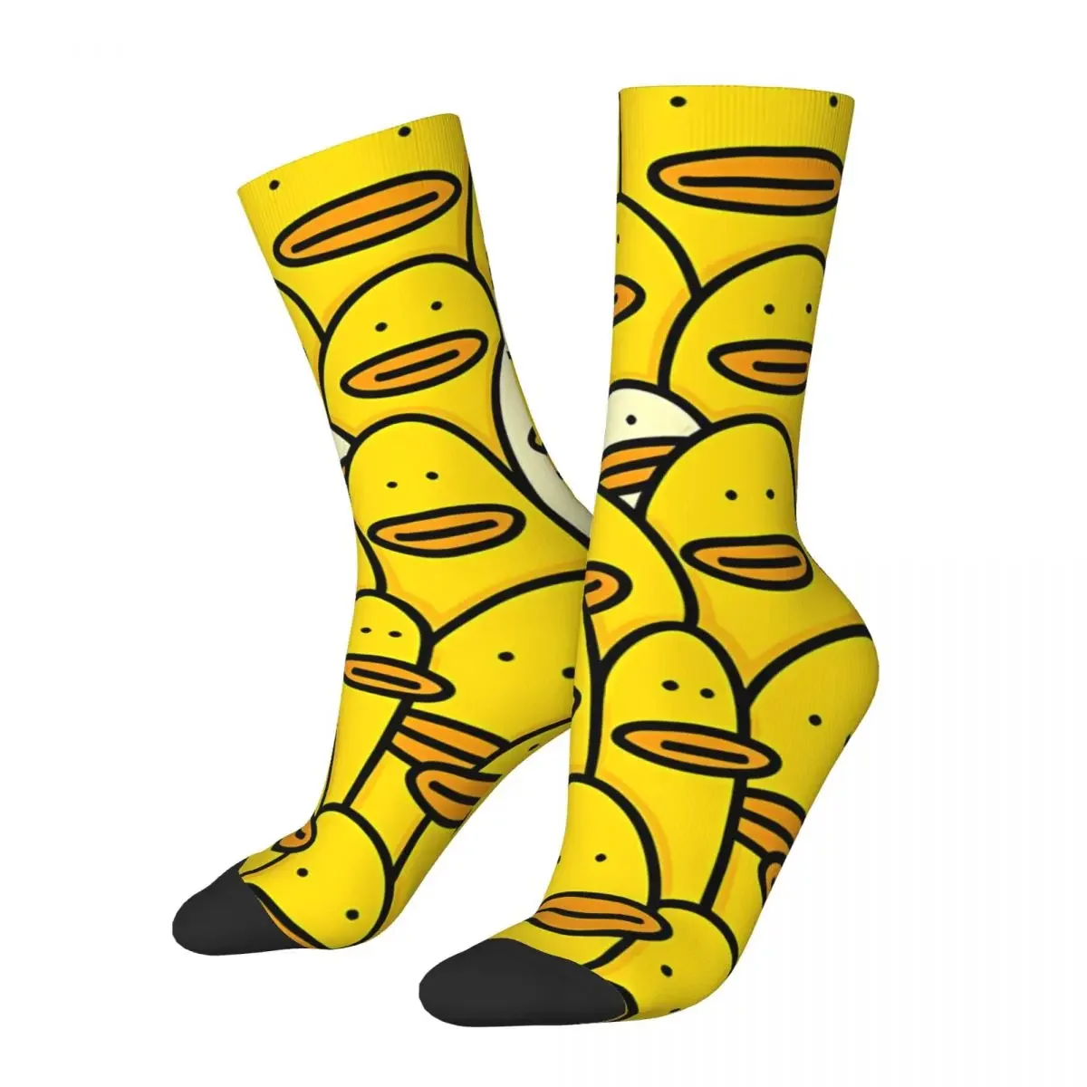 Unisex Rubber Duck Pattern Impresso Meias, Vintage Doodle Art, Crazy Crew Sock, Street Style, presente para homens