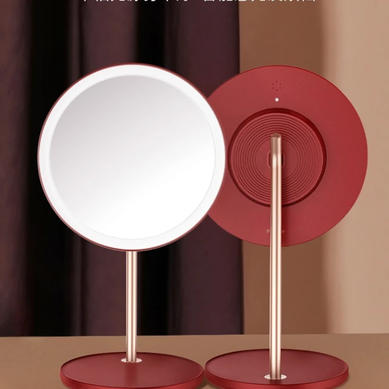 Makeup mirror with , LED light, dresser, wedding bridal red gift box, desktop glow