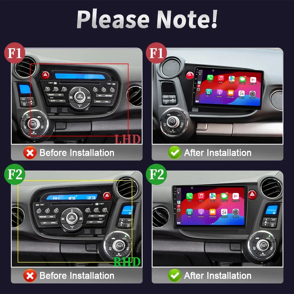 Radio samochodowe odtwarzacz multimedialny nawigacja Android bezprzewodowy ekran CarPlay stereo dla Honda Insight 2LHD RHD 2009-2014 WIFI 4G