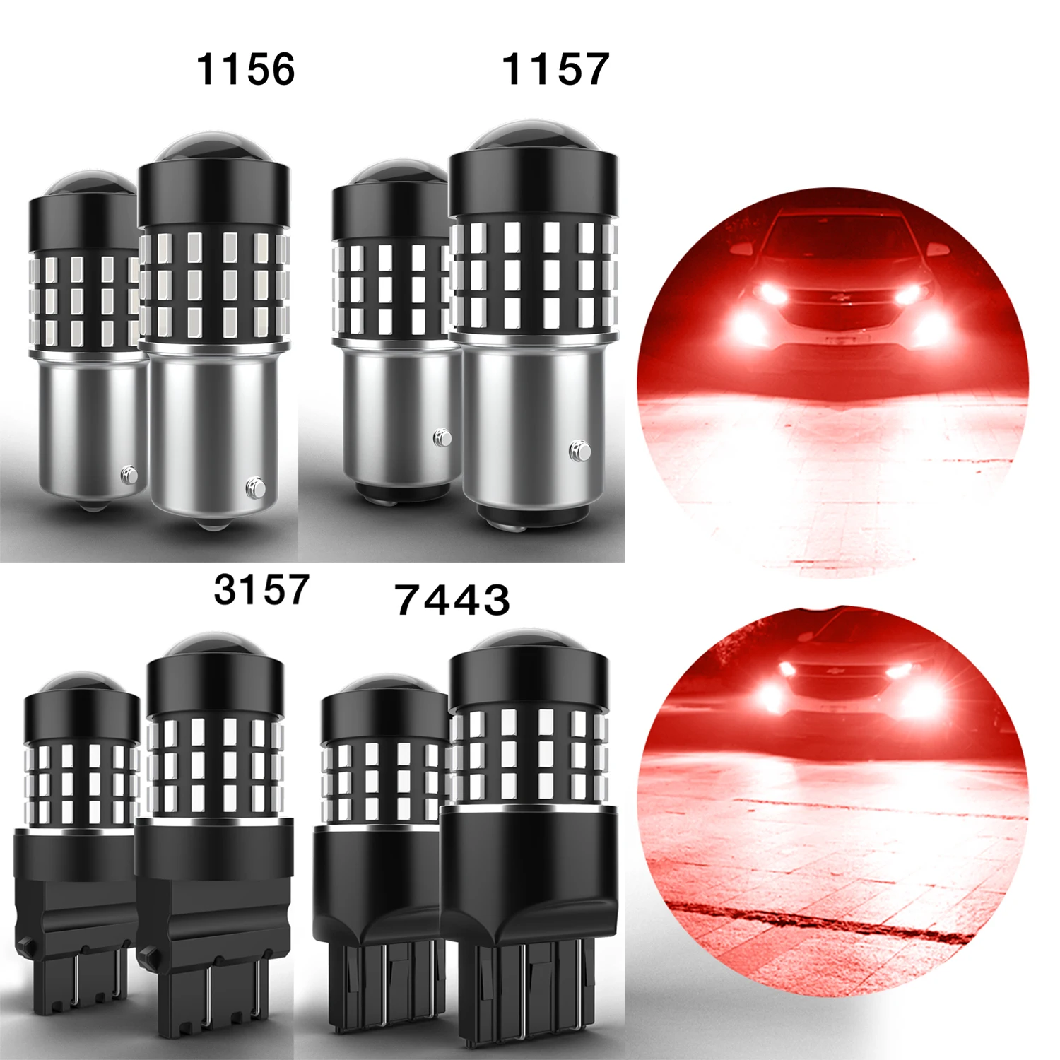 2X LED Lamp 1156 P21W BA15S LED Tail Light Bulb Plug and Play 1157 P21/5W BAY15d 3157 T25 7443 T20 W21/5W LED Brake Light Bulb