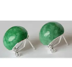 hot sell new - simple style 925 Silver Natural Green jade Stud Earrings