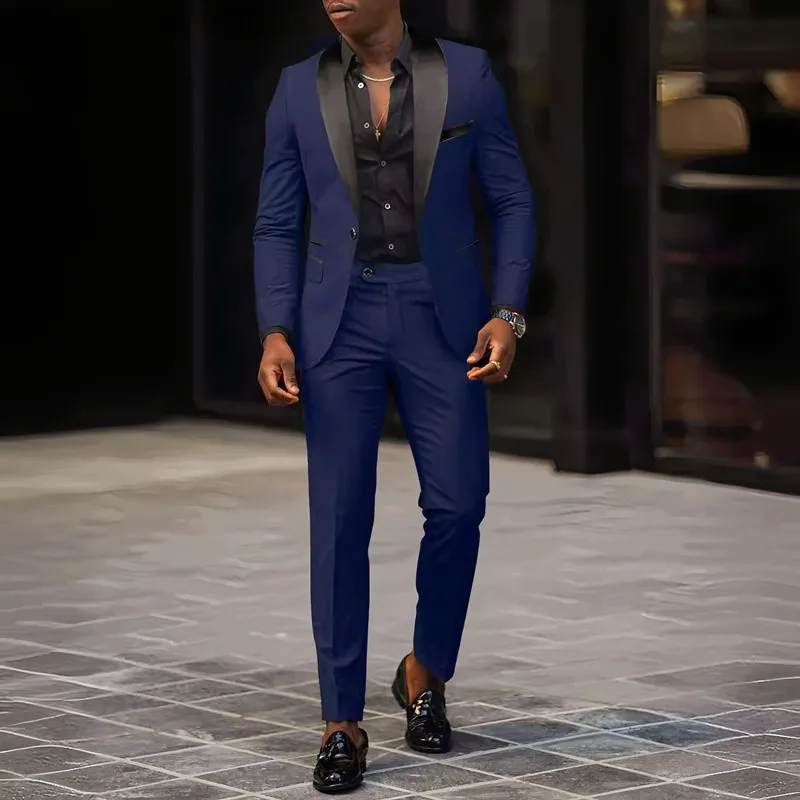2-Piece Men's Suit Suitable For Wedding Business Suits, Single Button Jackets And Pants Sets, Slim Fit Jacket Sets - Image 3