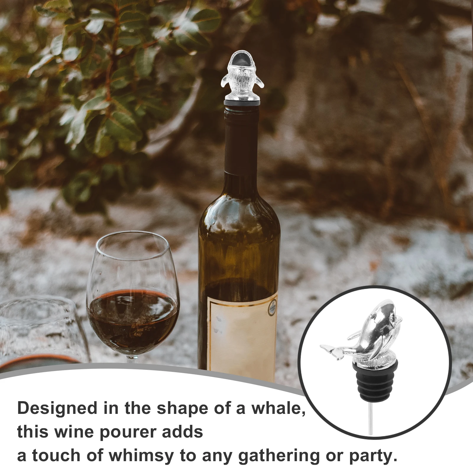 

Silver Whale Pourer Spout Liquor Bottle Decorative Replacement Stoppers Bottle Shot Pouring Oil Spout Function