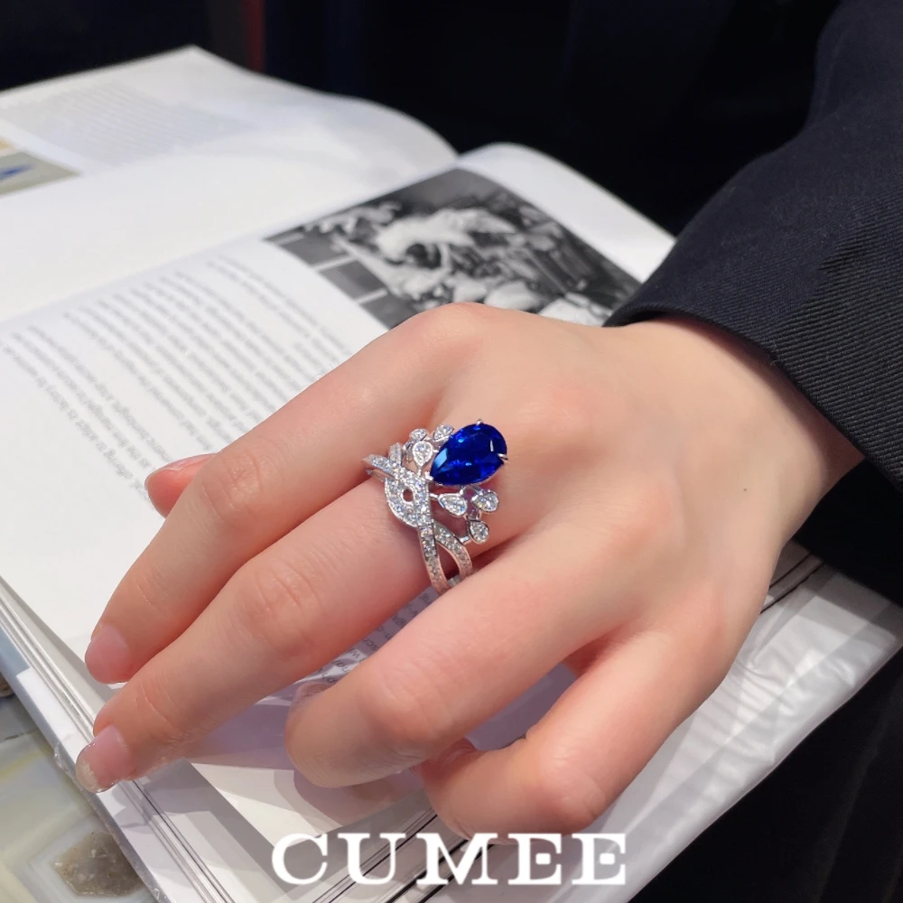 خواتم كومي كراون الياقوت المزروعة للنساء 925 الاسترليني. الذكرى السنوية للحفلات مطلية بالذهب والفضة #2