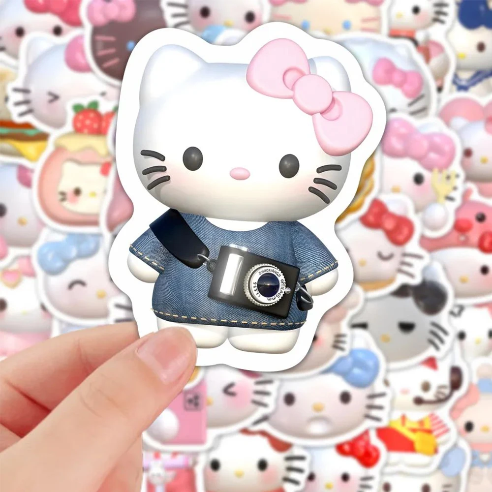 10/30/50/100pcs Cartoon Cute HelloKitty naklejki estetyczne Anime naklejki na bagaż komputerowy Laptop Kawaii naklejka winylowa zabawka dla dzieci