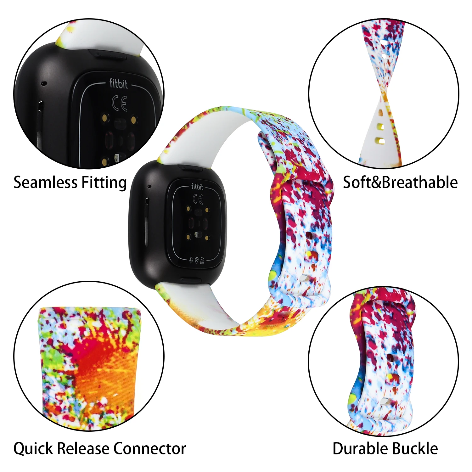 Honecumi per Fitbit Versa 3 cinturino in Silicone donna uomo Smart Watch accessorio per cinturino Fitbit Sense regolabile per Versa3