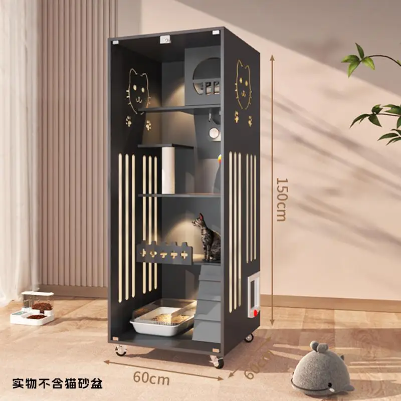 Modern classic solid wood durable cat villa cage luxury breathable indoor pet fence with plastic tray simple design