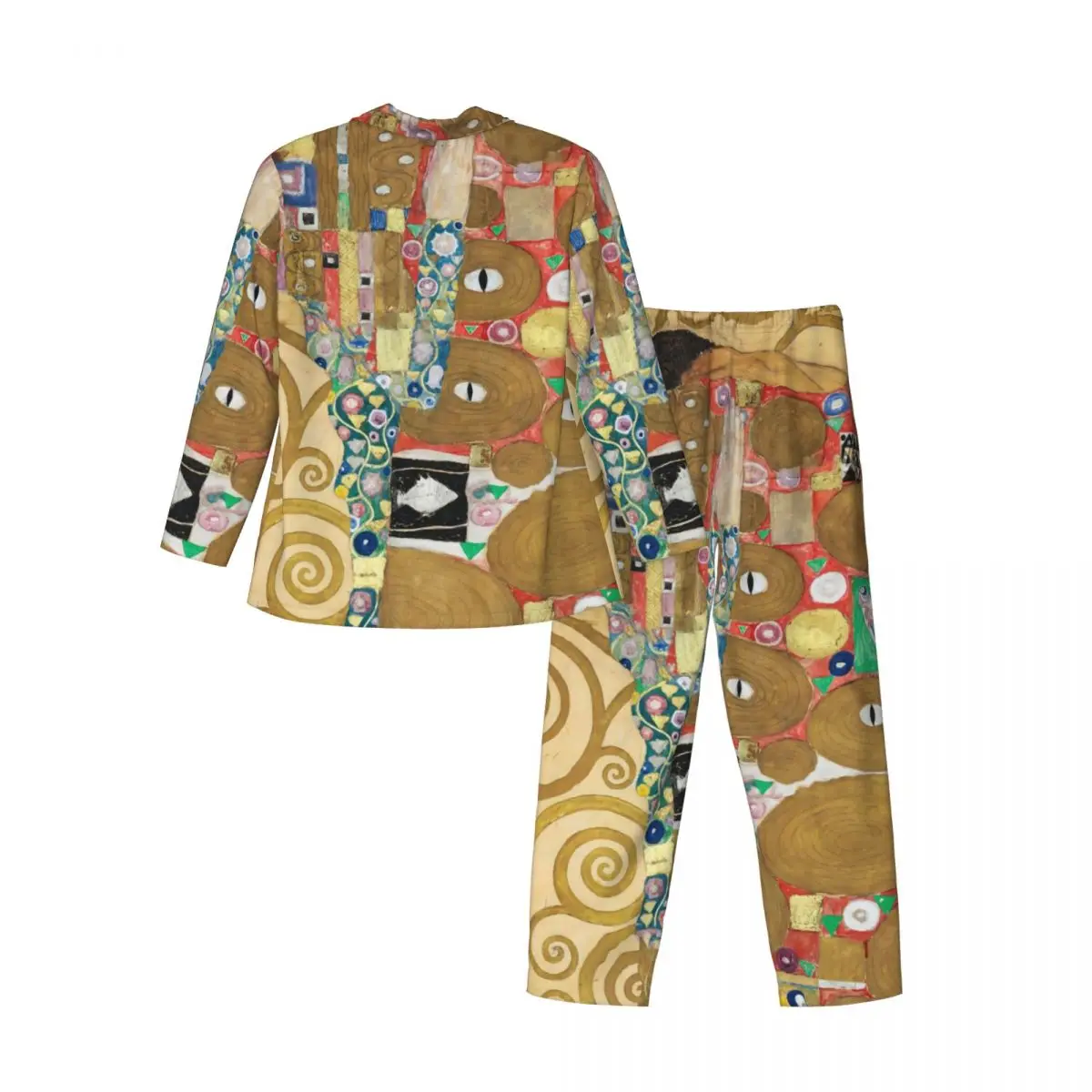 Gustav Klimt Pijamas Conjunto Primavera Stoclet Frieze Estampado Romântico Sono Pijamas Homens 2 Peças Casual Oversize Nightwear Presente