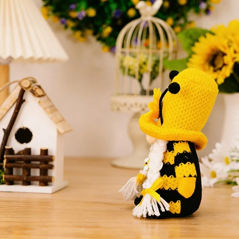 Pro Sunflower Bee Gnomes Indoor Decorations, Spring Summer Gnome Holiday Decorations, Handmade Stuffed Plush Gnomes B