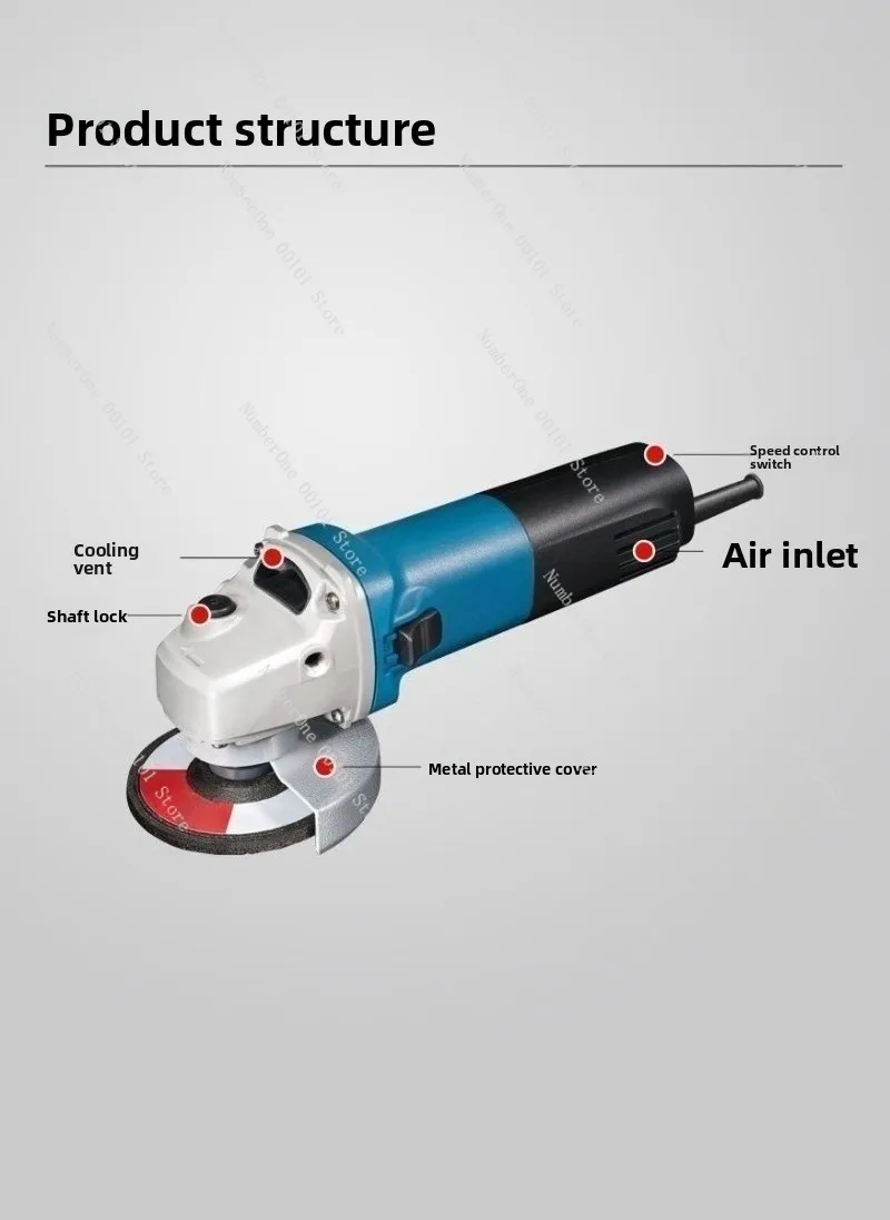 Angle grinder s1m-ff10-100 adjustable speed angle grinder sanding cutting polishing machine high power