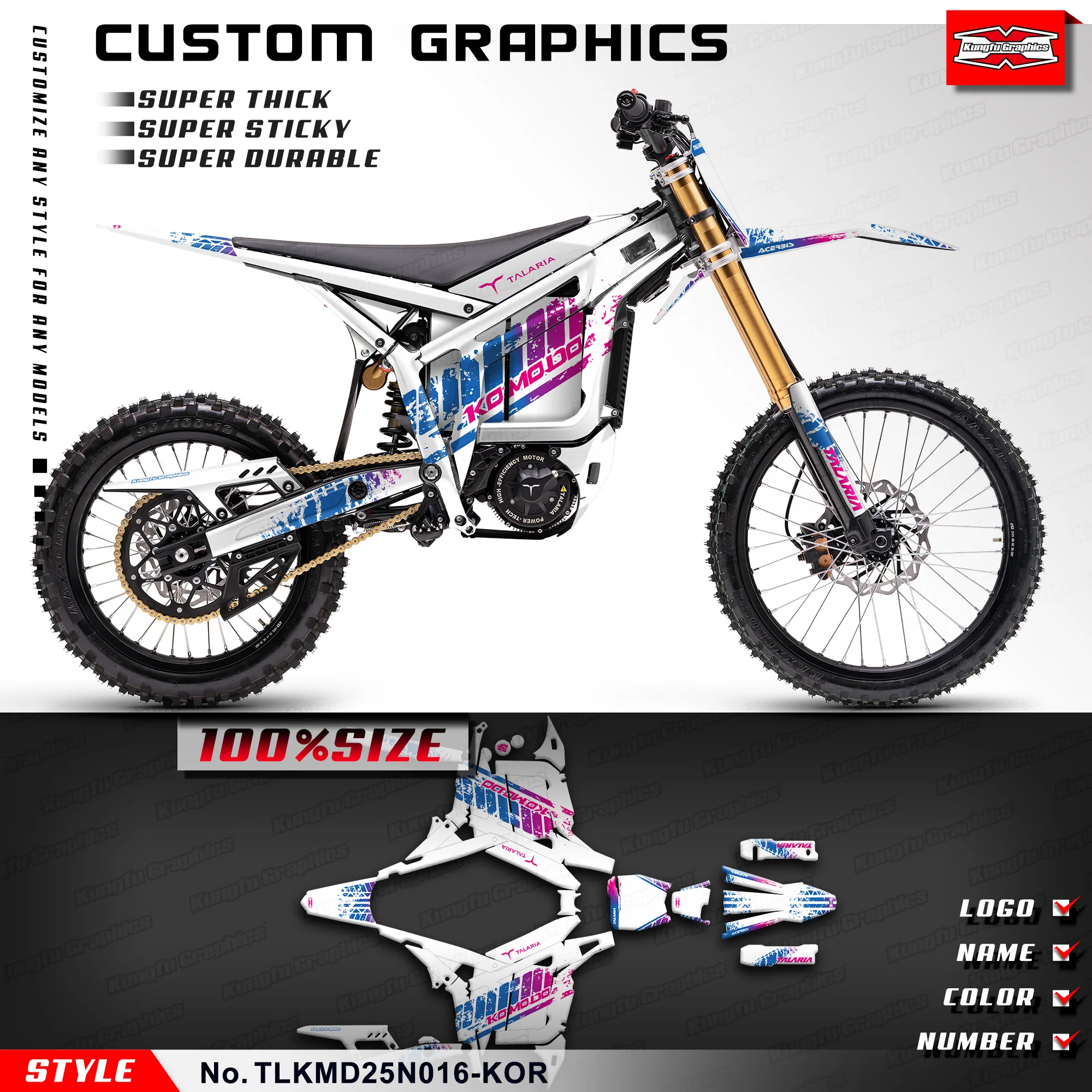 

Наклейки на мотоцикл KUNGFU GRAPHICS, ламинированные наклейки для TALARIA KOMODO, графический дизайн, TLKMD25N016-KOR