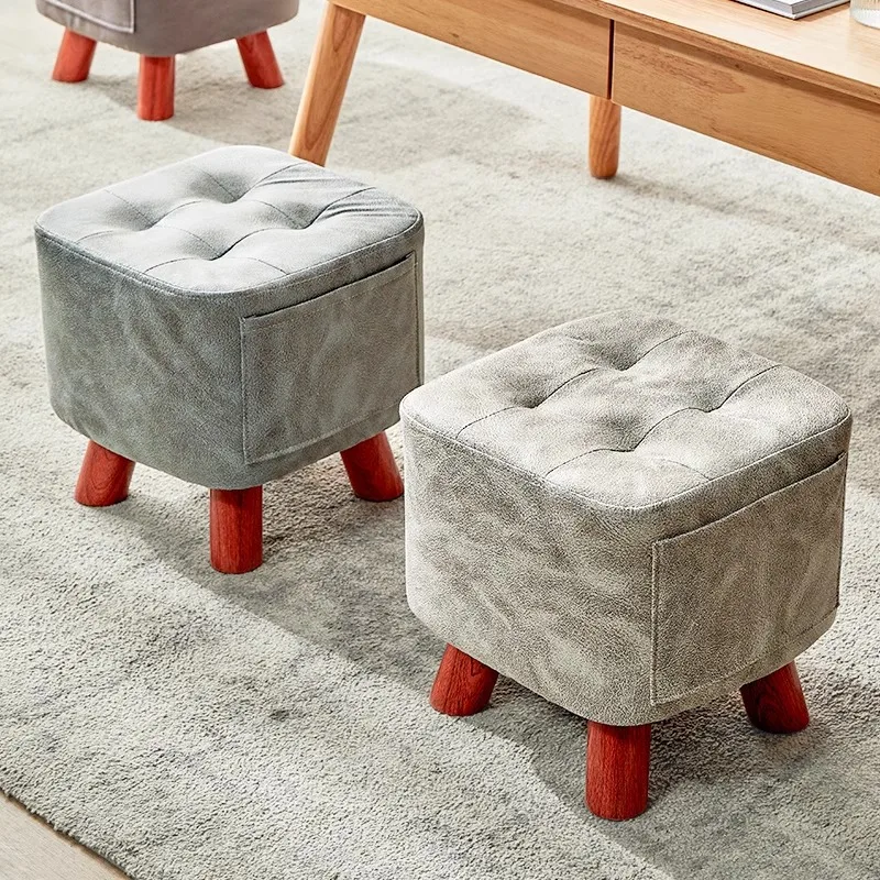 Solid wood shoe changing stool home modern