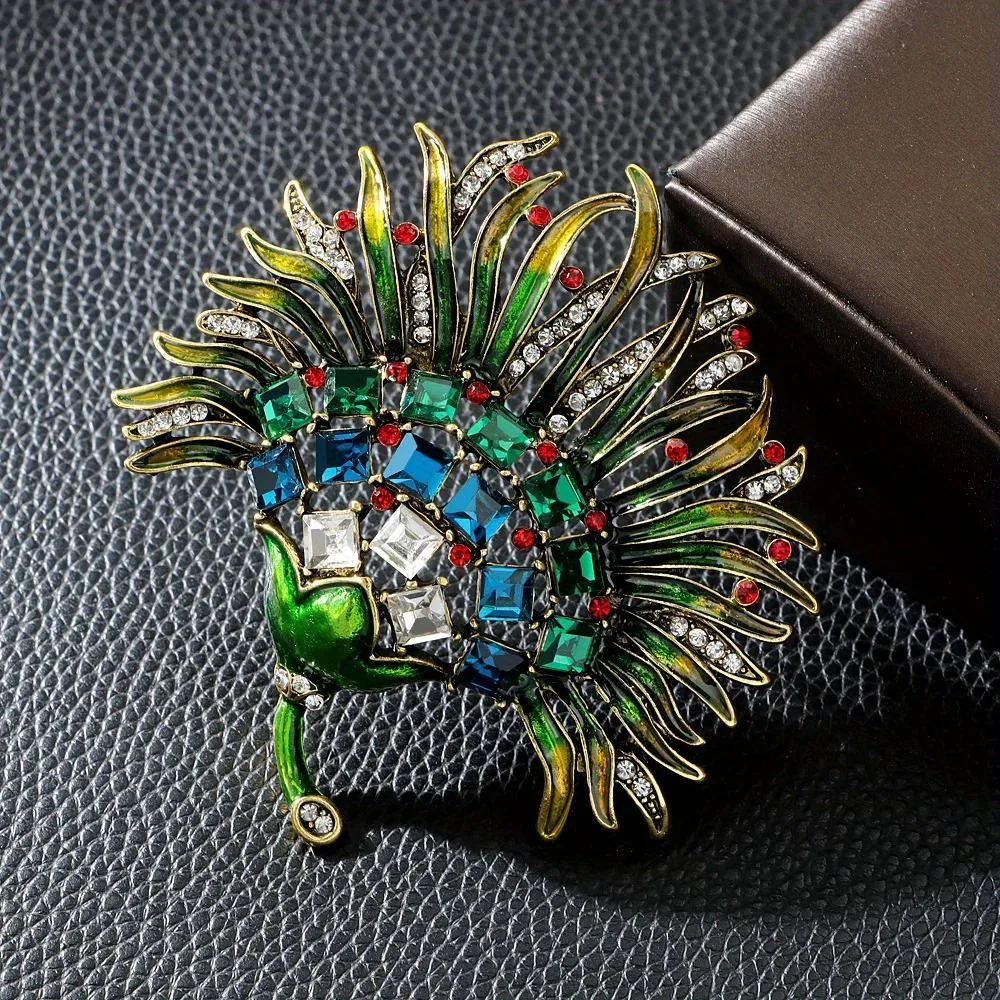 Klassische Vintage Mittleren Kristall Blätter Blume Emaille Broschen Für Frauen Männer Tropf Öl Exquisite Abzeichen Pins Zubehör Geschenk