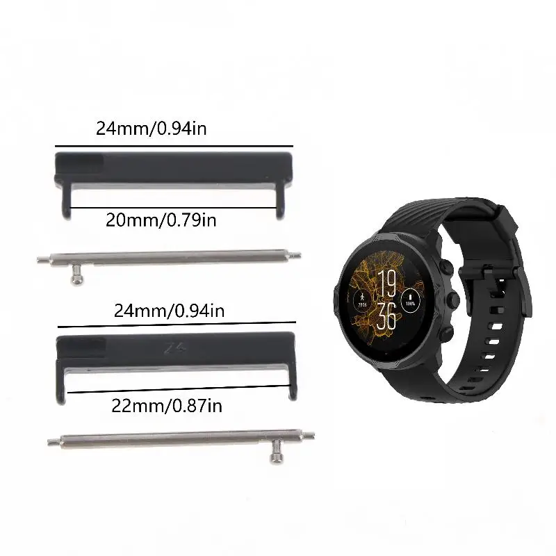 (Summer6) 1 par de adaptador de pulseira de 24mm a 22mm/20mm para 7/9/d5i acessórios de smartwatch conector de substituição de relógio inteligente