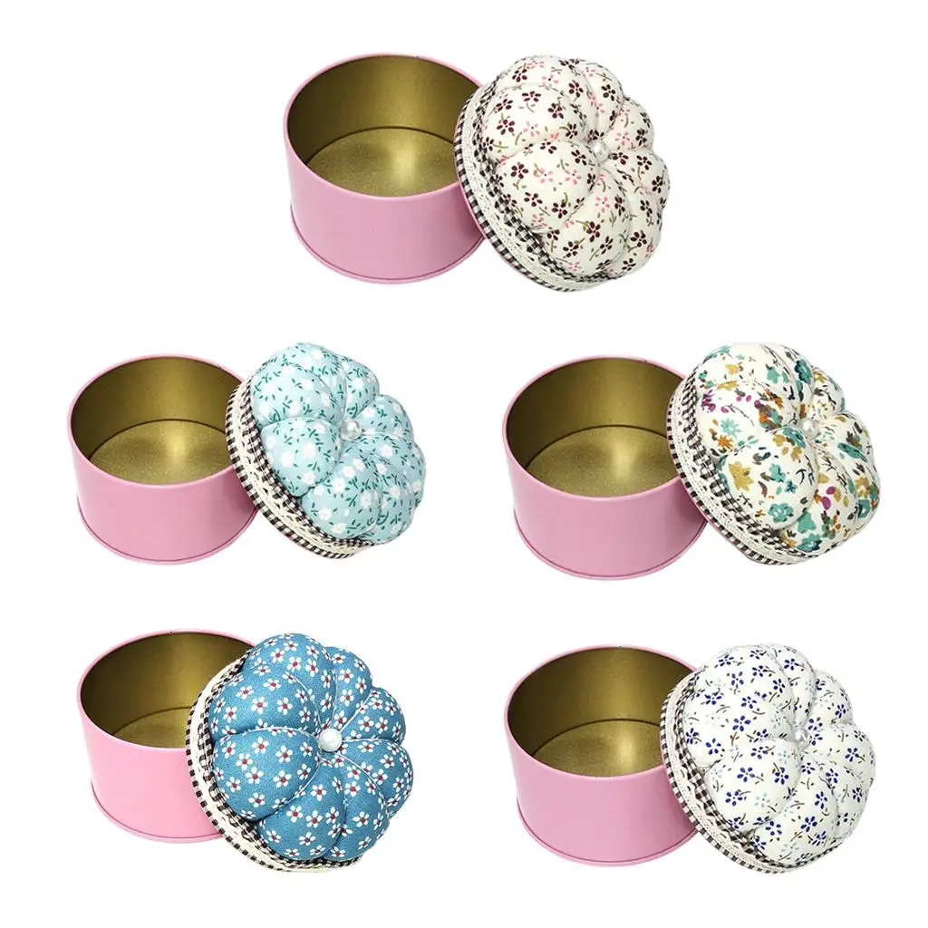 Cloth Pincushion with Storage Box for Embroidery Needlework Stitching
