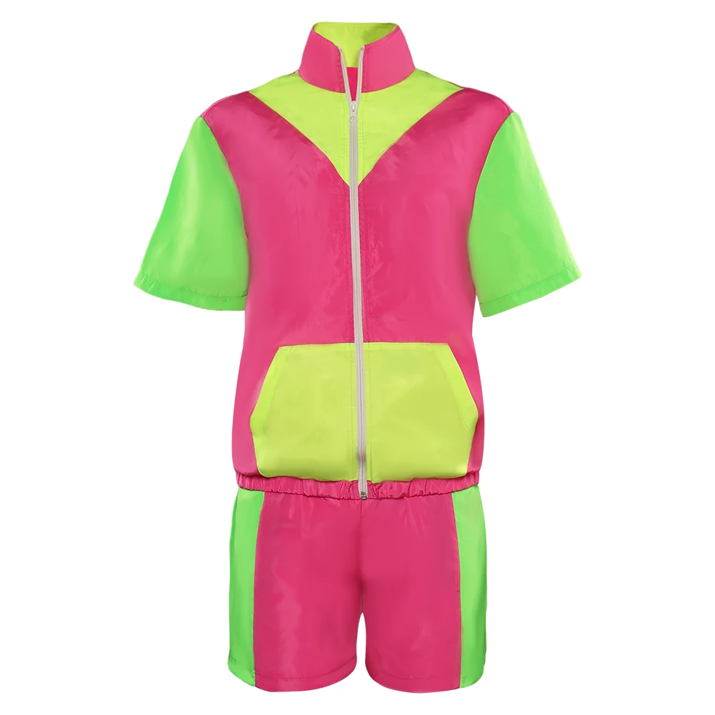 Unisex 80s 90s  Retro Hip HopTracksuit Windbreaker Cosplay Top and Jogger ShortPants Costume Halloween Roleplay Suit Female Male