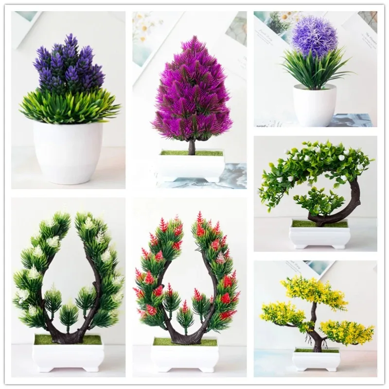 Artificial Plant Bonsai Small Tree Potted Plant Simulation Plant Fake Flower for DIY Home Party Decoration Hotel Garden Decor