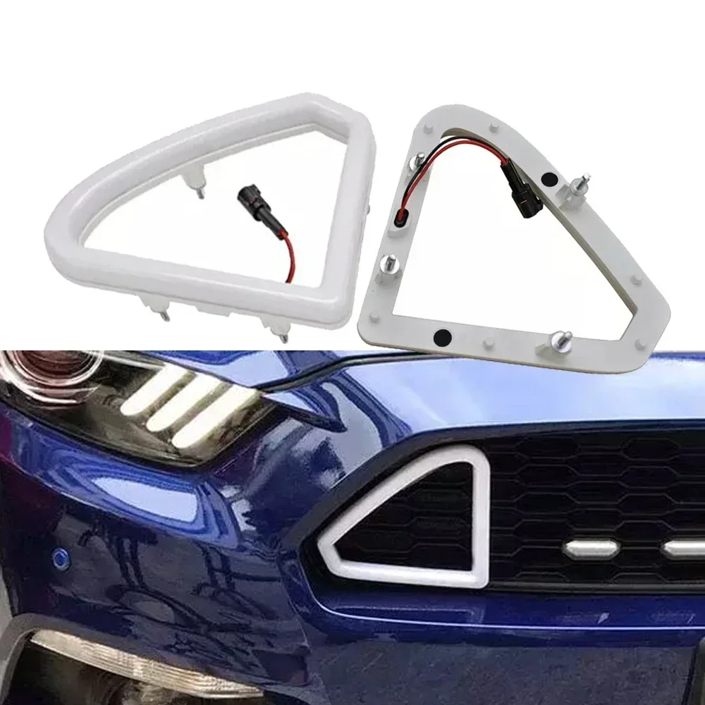 For Ford Mustang 2015 2016 2017 Front Grille Hood Bumper White Led DRL Daytime Running Lights