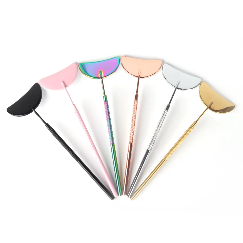 Multi Function Eyelash Checking Mirror Round/Moon/Heart/Rectangle Shape Stainless Steel Handle Professional Mirrors Makeup Tool