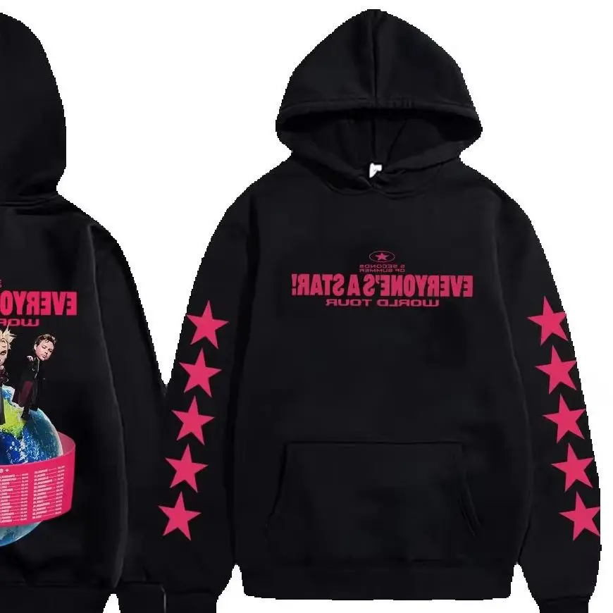Camiseta 5 Seconds of Summer, Hoodie Everyone's A Star World Tour 2026, Moda Masculina Pop Punk Rock, Hoodies Oversized Streetwear