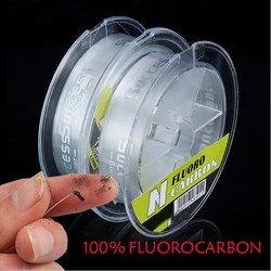 Linha de pesca de fibra de carbono, 100% Pure Fluorocarbon, Fly Fishing Leader, Fast Sinking Carp Pesca, 100m