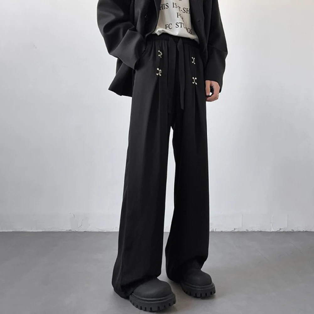 Pantalon homme Y2k avion bouton pantalons décontractés Streetwear mode tout-Match jeunesse Campus pantalon droit vêtements pour hommes 2025 nouveau