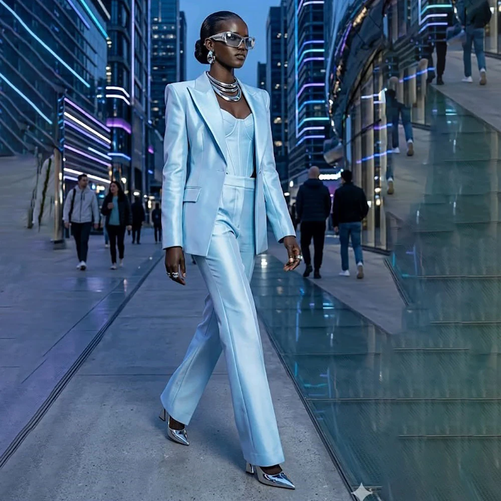 Tailor-Made Women's Suits One-Button Peak Lapel Slim Fit Blazer Luxury 2 Piece Jacket Pants Sets Formal Outfits Clothing