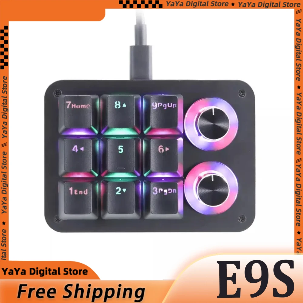 

E9s Mechanical Keyboard 9 Key Dual Knob RGB Osu Macro Programming Mini Portable Full Key Built-in Chip Storage Custom Keypad