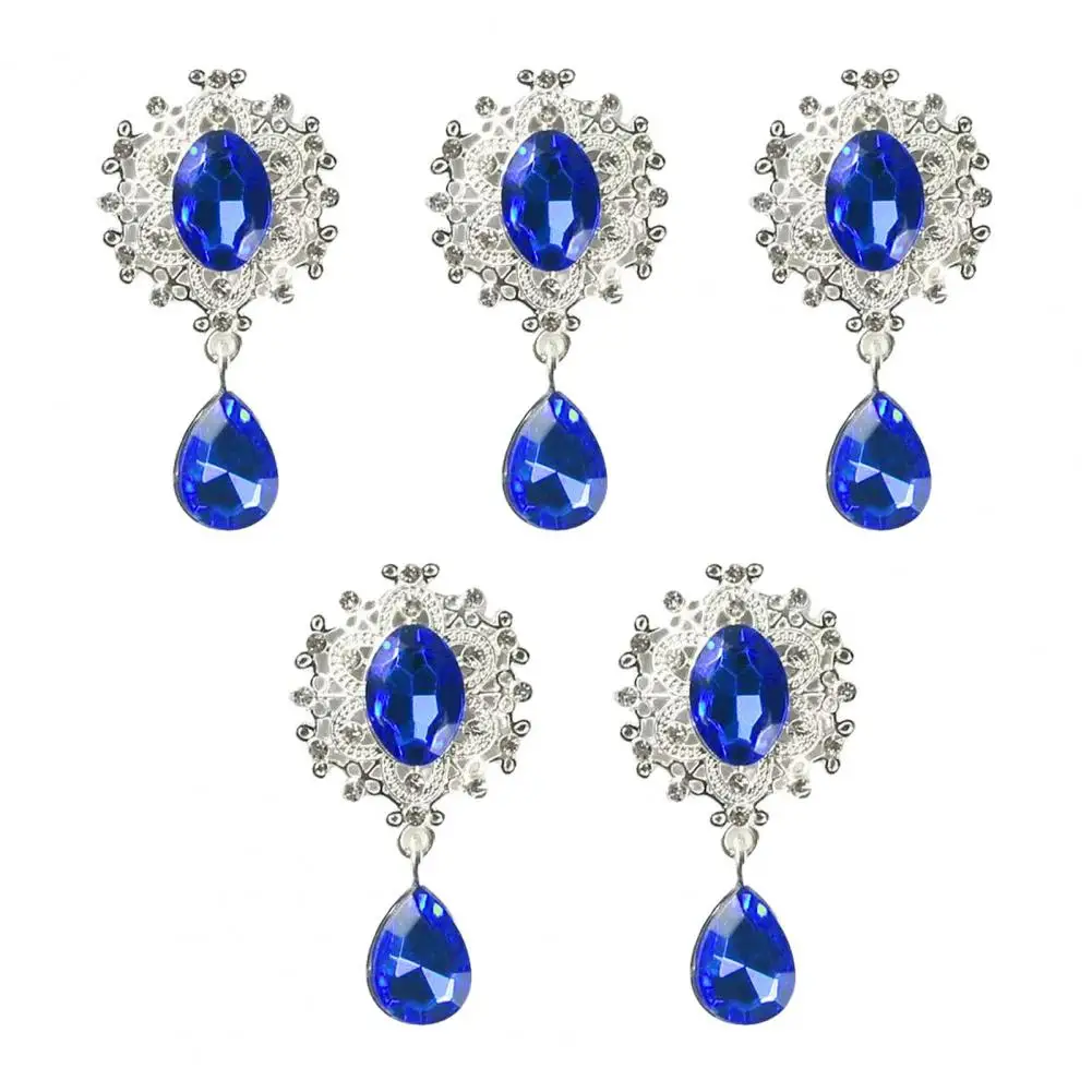 Rhinestone Embellishments for Jewelry Making Diy Hair Accessories Supplies 5pcs Oval Flatback Rhinestones Alloy Brooch for Diy