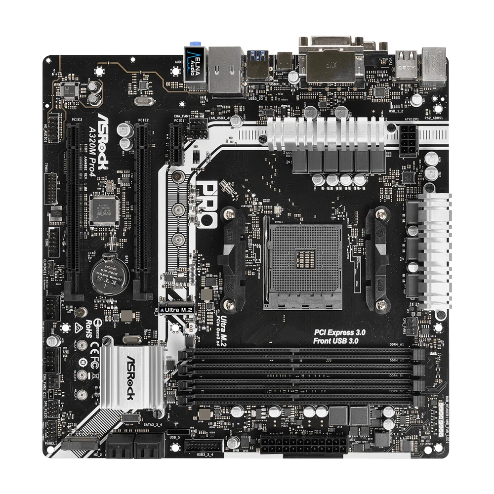 Imagem -04 - Placa-mãe Pro4 Cpu Amd A320 Suporta Ryzen 5950x Ryzen 5800x3d x Dimms Ddr4 64gb de Ram Micro Atx Asrock-a320m