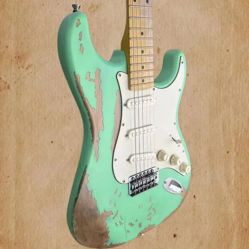 Great Value Deals on Good Quality Grass Green Relics ST Electric Guitar Alder Body Maple Fingerboard Free Transportation