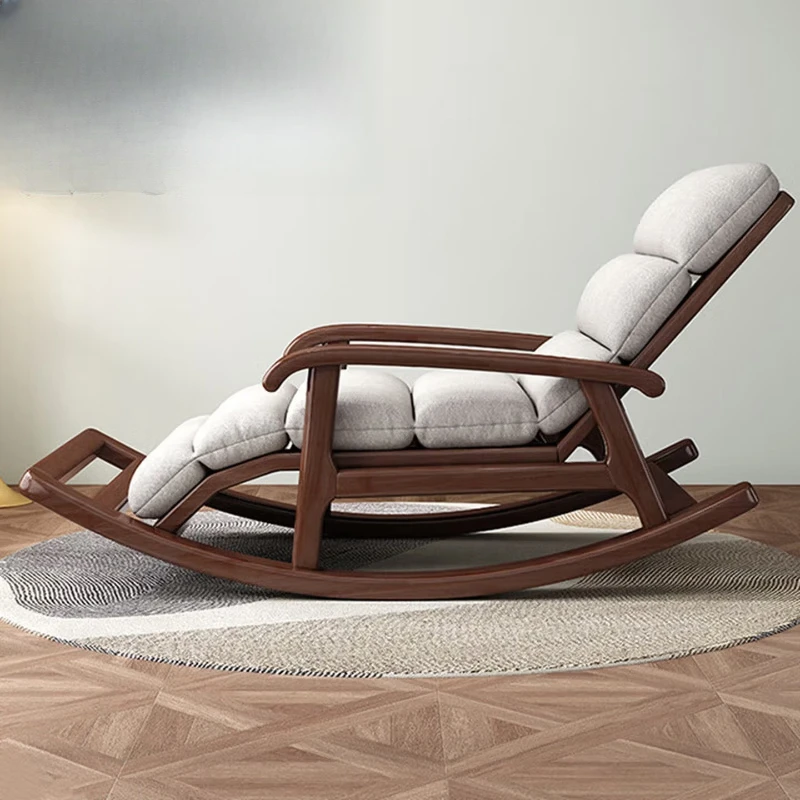 

wood rocking chair modern simple solid wood recliner living room lunch break couch balcony free chair adult elderly chair