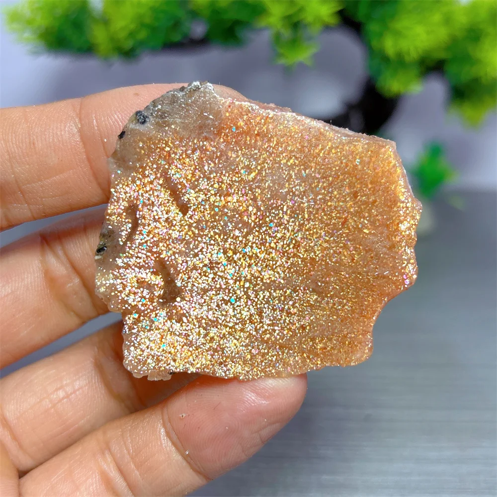 Gold Sunstone Slab Natural Crystal Room decor Lucky Quartz Stone Garden Reiki Gifts Healing Energy Love Home Decoritems