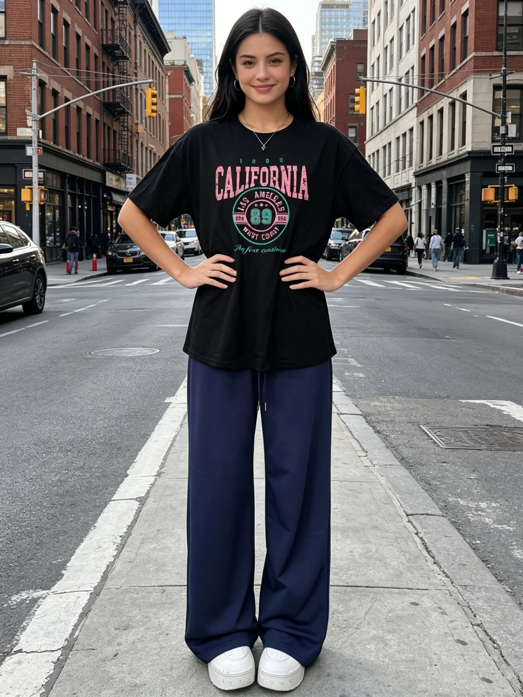 

Women's suit round neck letter printed short sleeved T-shirt top+elastic waist solid color wide leg pants long pants set