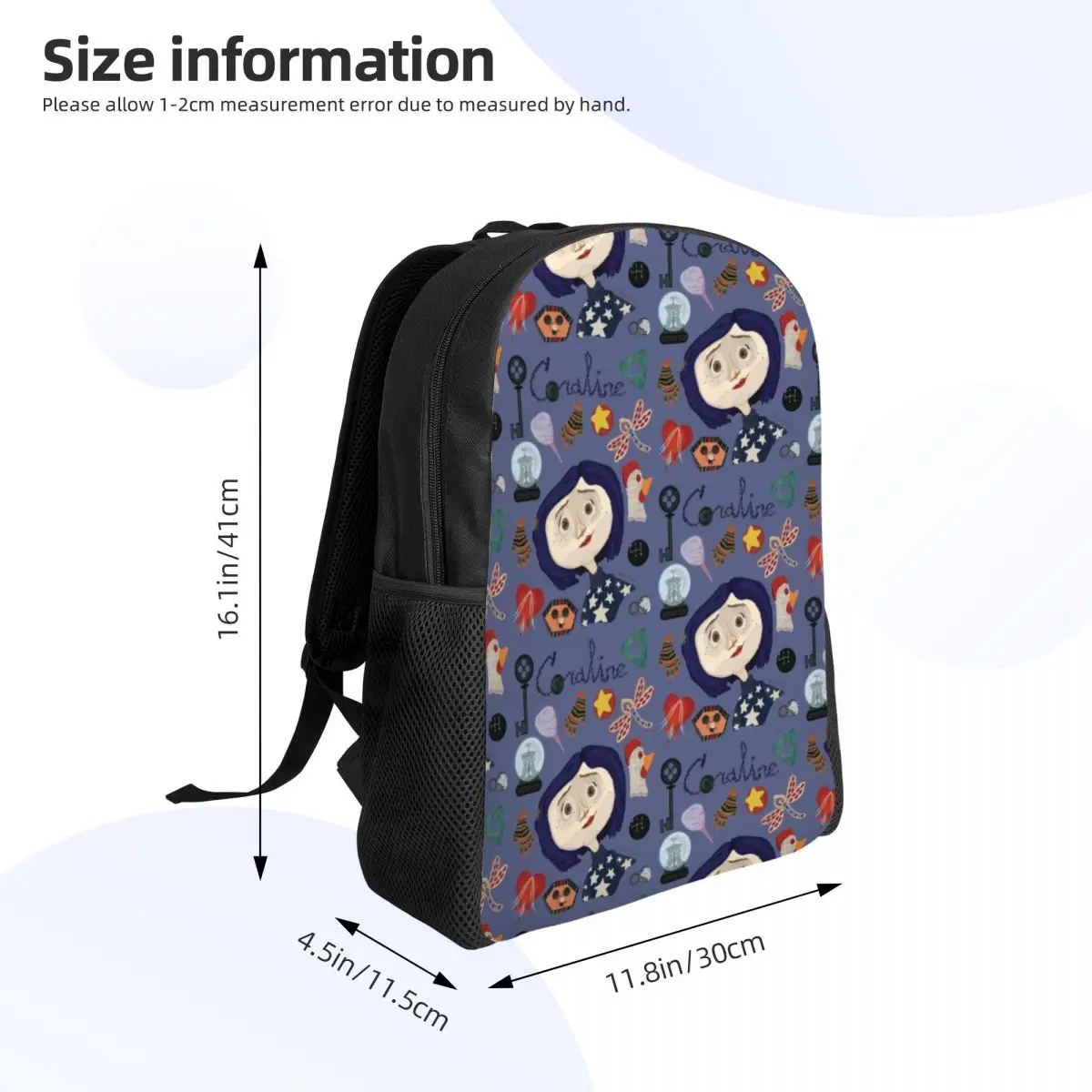 Custom Halloween Horror Film Coraline Backpack Men Women Fashion Bookbag for College School Bags