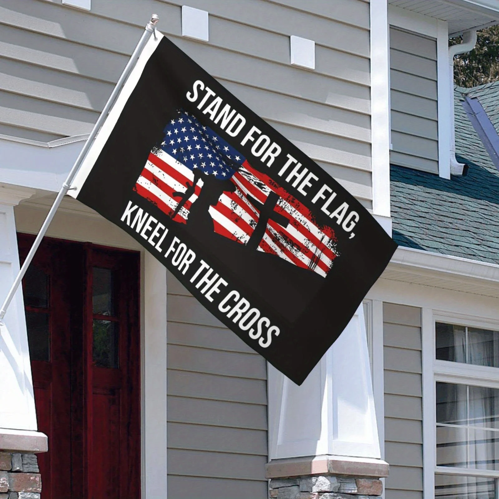 Stand for the Flag Kneel for the Cross Patriotic Outdoor Wall Banner Garden Flag Decorative