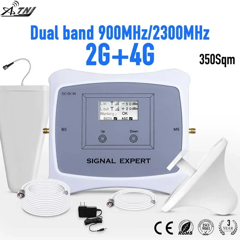 ATNJ High Quality Dual band 900/2300MHz mobile signal Booster/repeater /amplifier work for 2G 4G