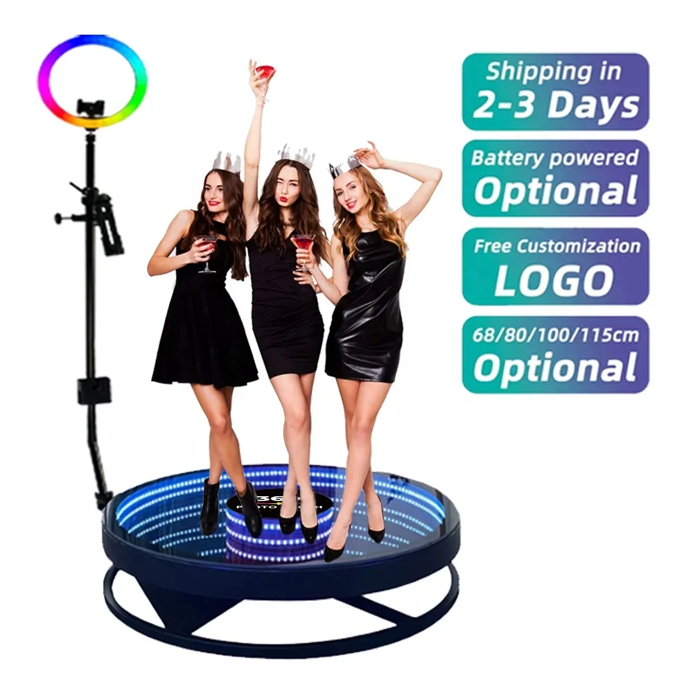Oux 2022 رائجة البيع التخصيص 360 كابينة تصوير Selfie التلقائي تدور عيد الميلاد حفل زفاف كابينة تصوير