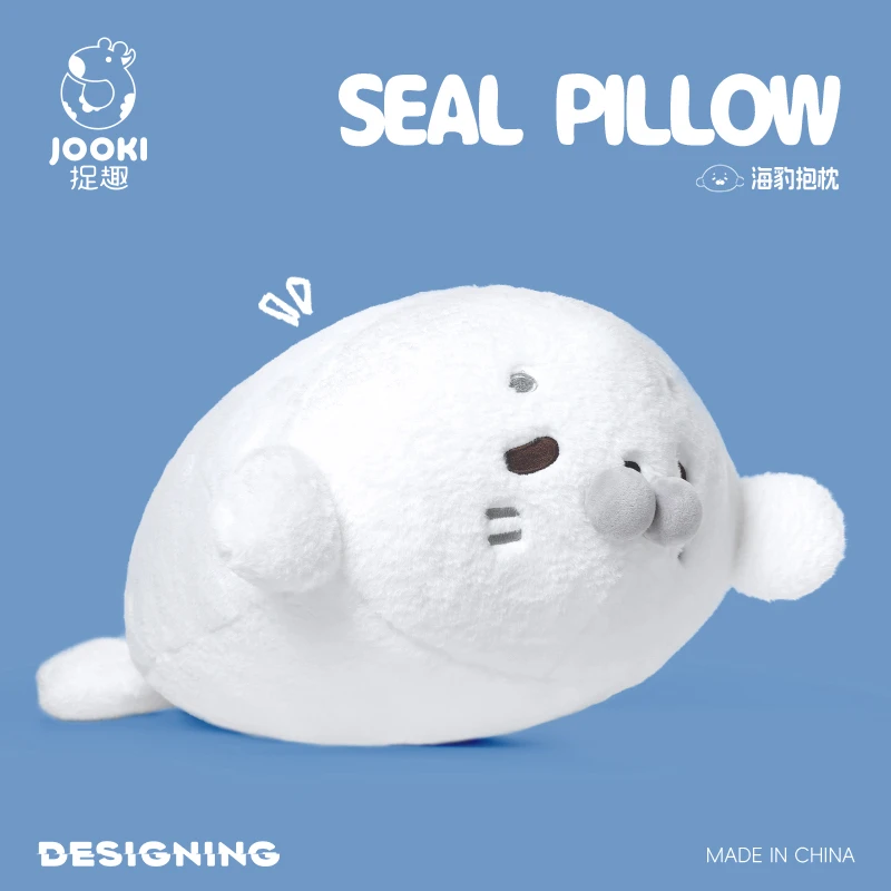 Baby Seal Plush Toy 40cm Soft Cuddly White Marine Animal Stuffed Gift Adorable Black Eyes Grey Snout Soothing Seal hug pillow