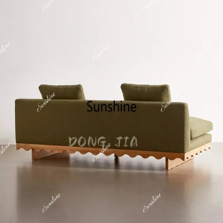 Wabi Sandy Wind Solid Wood Fashion Homestay Beauty Shop, Soft Decoration Design, Cafe Straight Row SofaTJ
