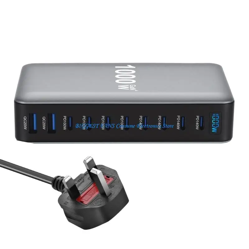 10 PORTP PD Station 1000W Gans MultiDevice Fast Resistant ABS SHELL #4