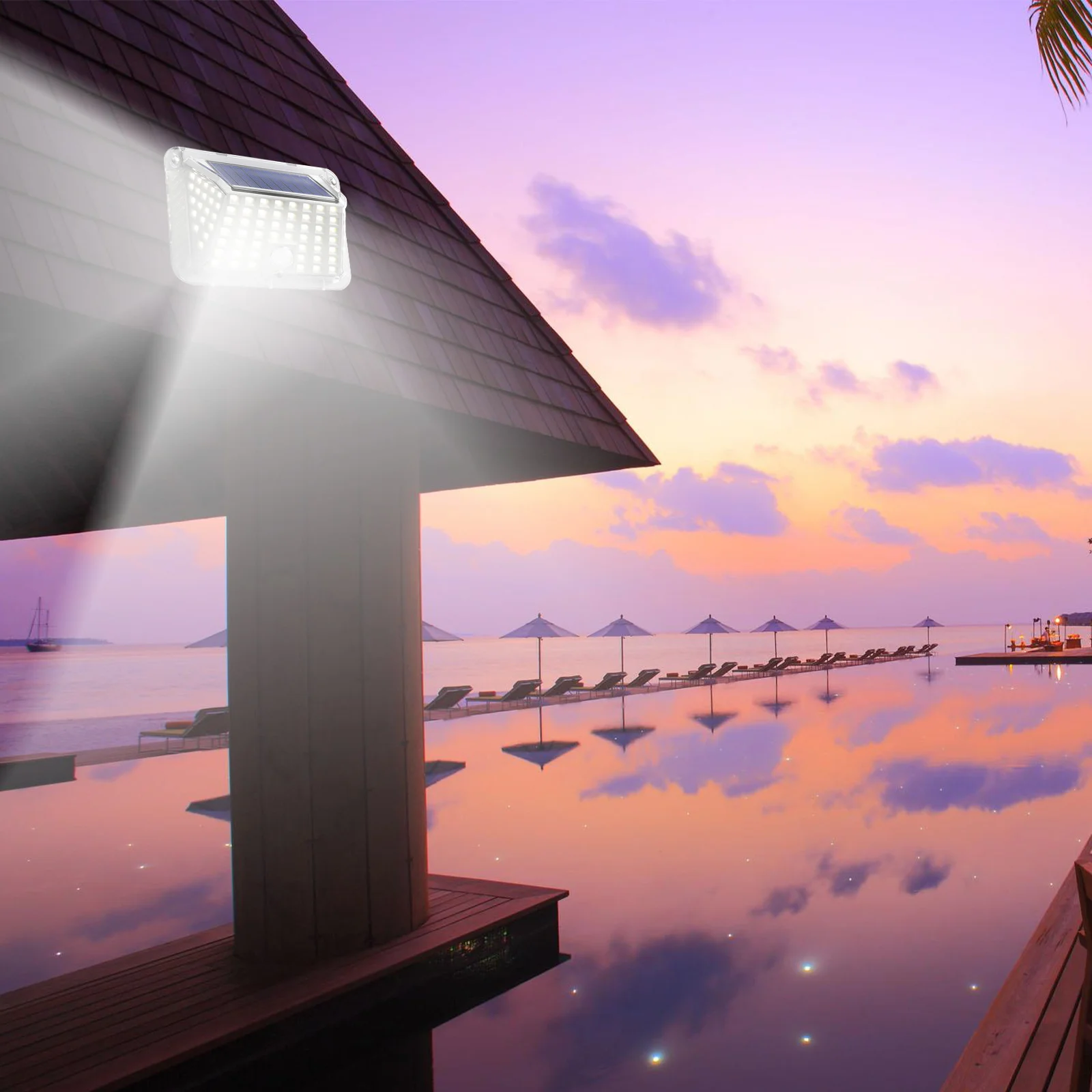 Outdoor Solar Sensor Light Wall mounted Induction Lamp Weatherproof Plastic Garden Courtyard Pathway Lighting Energy Saving