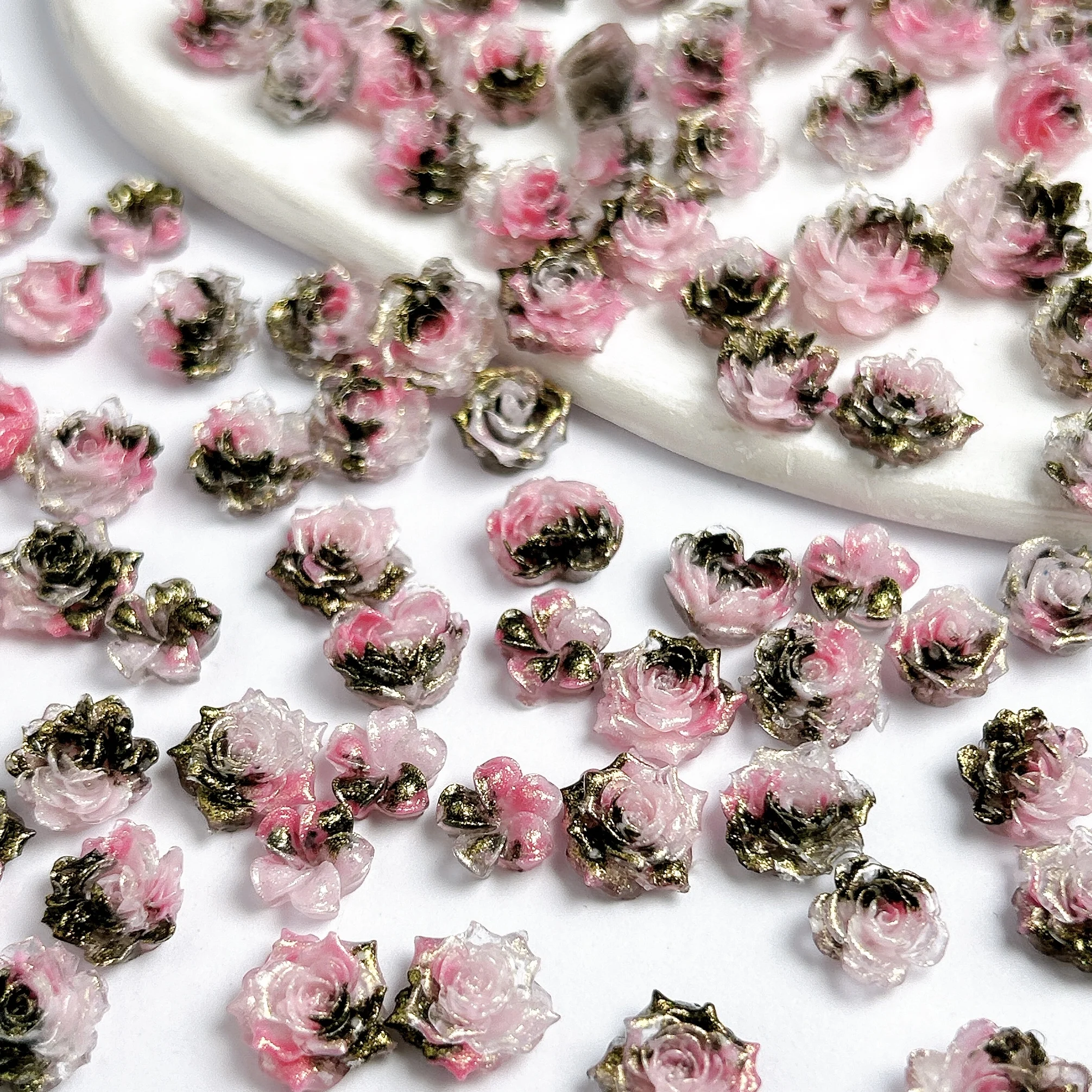 ดอกไม้เรซิ่นนุ่มแบบนวัตกรรม 50 ชิ้น สำหรับตกแต่งเล็บ 3 มิติ สไตล์มินิมอล ดอกคามิลเลีย ดอกโบตั๋น ดอกบัว ดอกกุหลาบ สำหรับตกแต่งเล็บ DIY